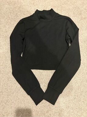 Altar'd State Black Ribbed Mock Neck Crop Top